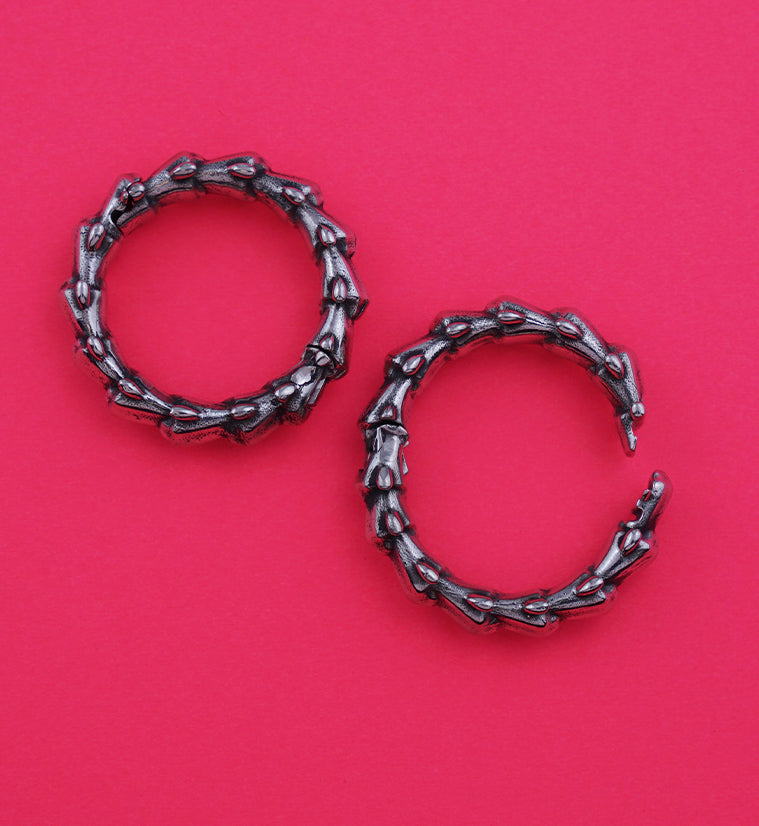 White Brass Circle Of Scales Hinged Ear Weights