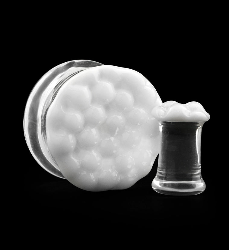 White Bubble Glass Plugs