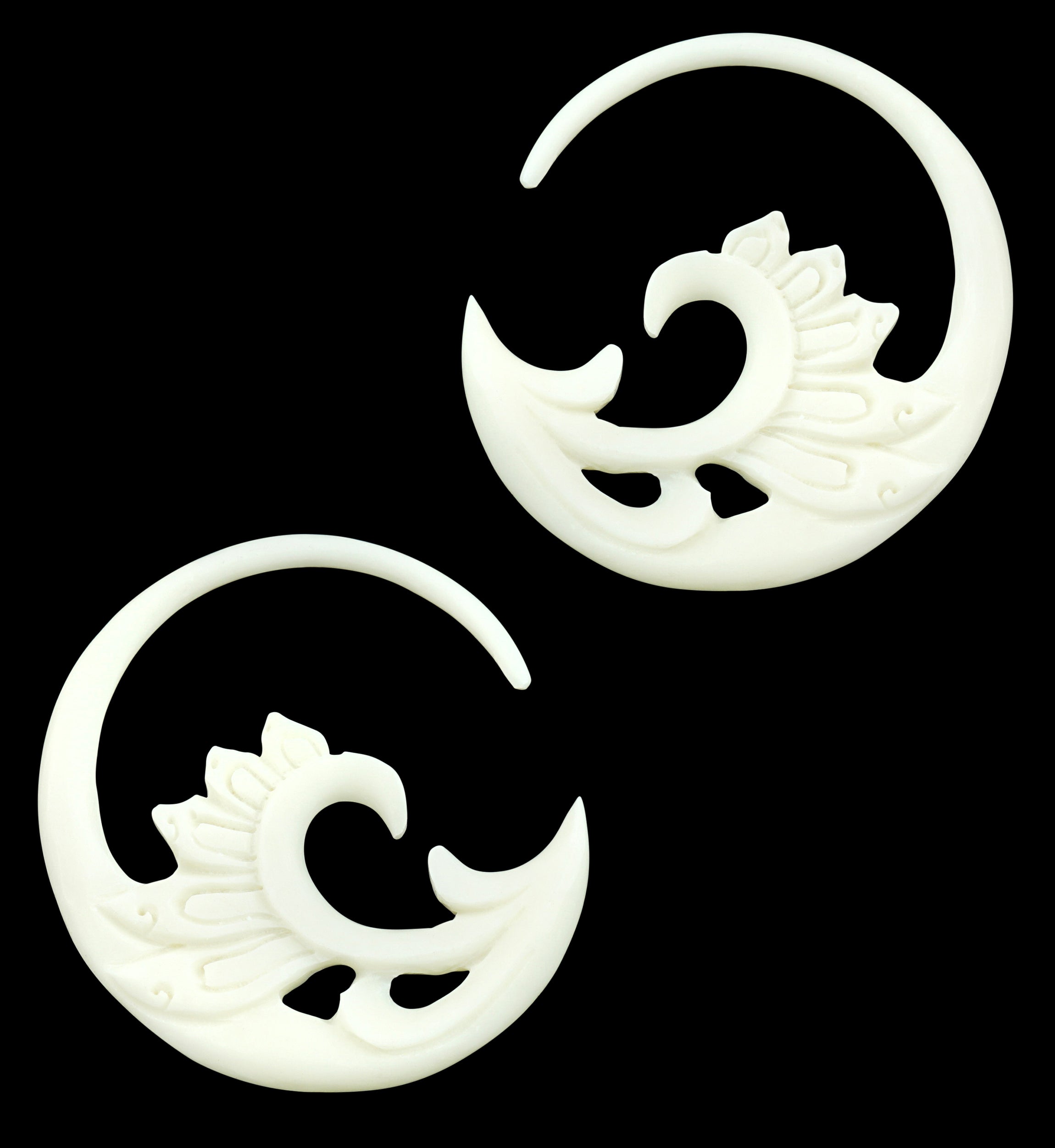 White Floral Wave Bone Hangers