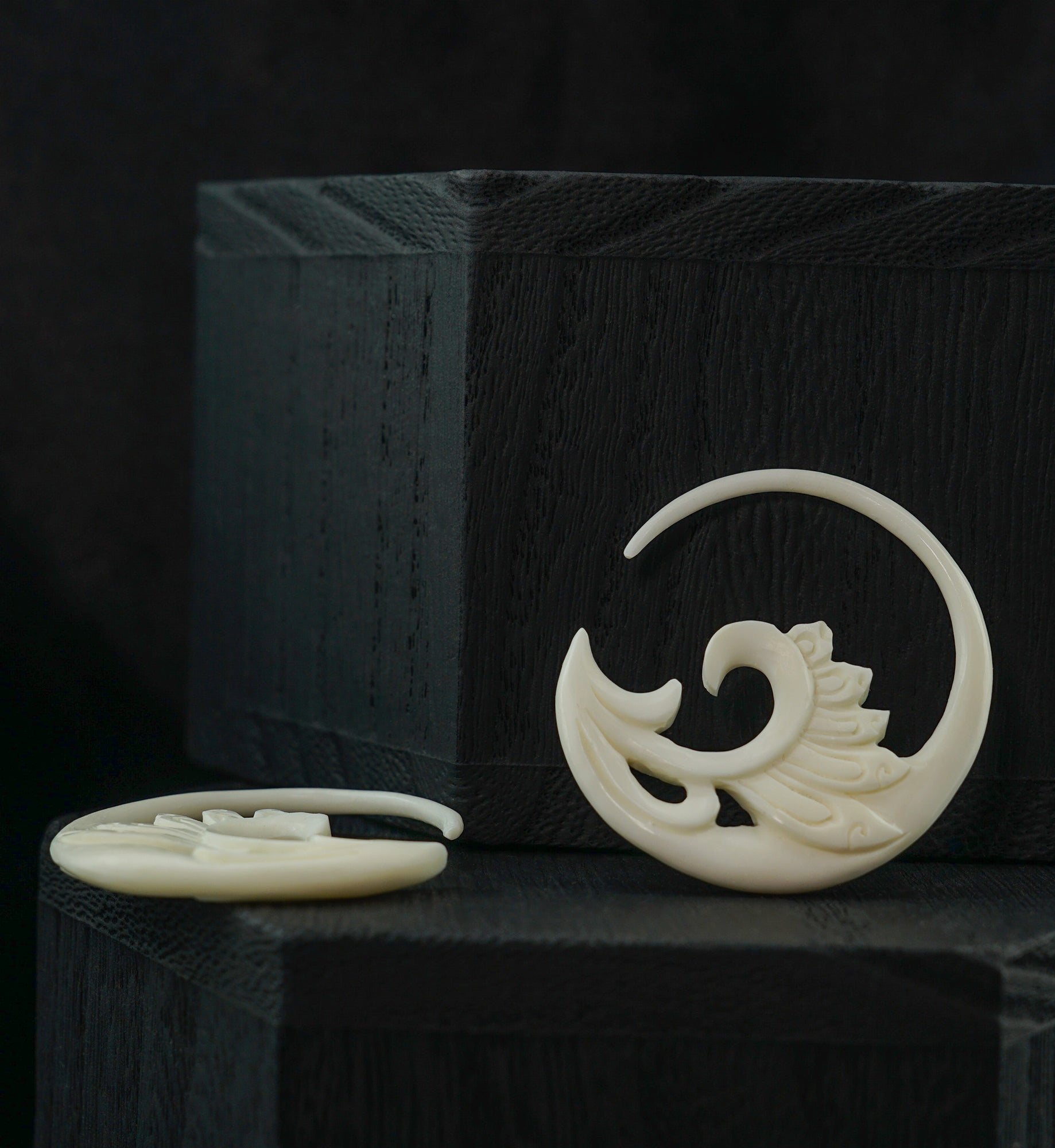 White Floral Wave Bone Hangers