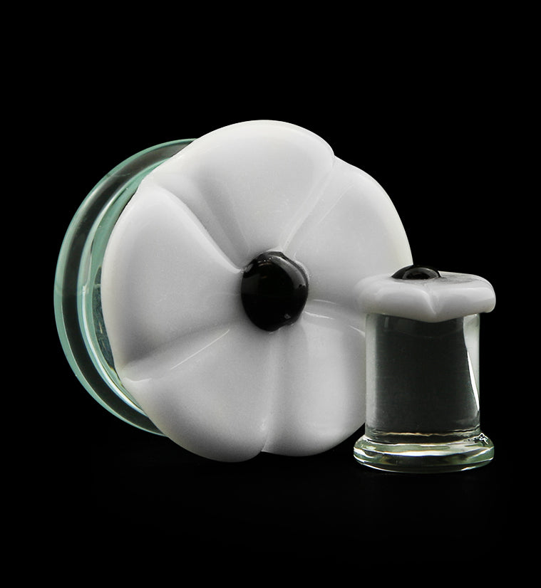 White Flower Glass Plugs
