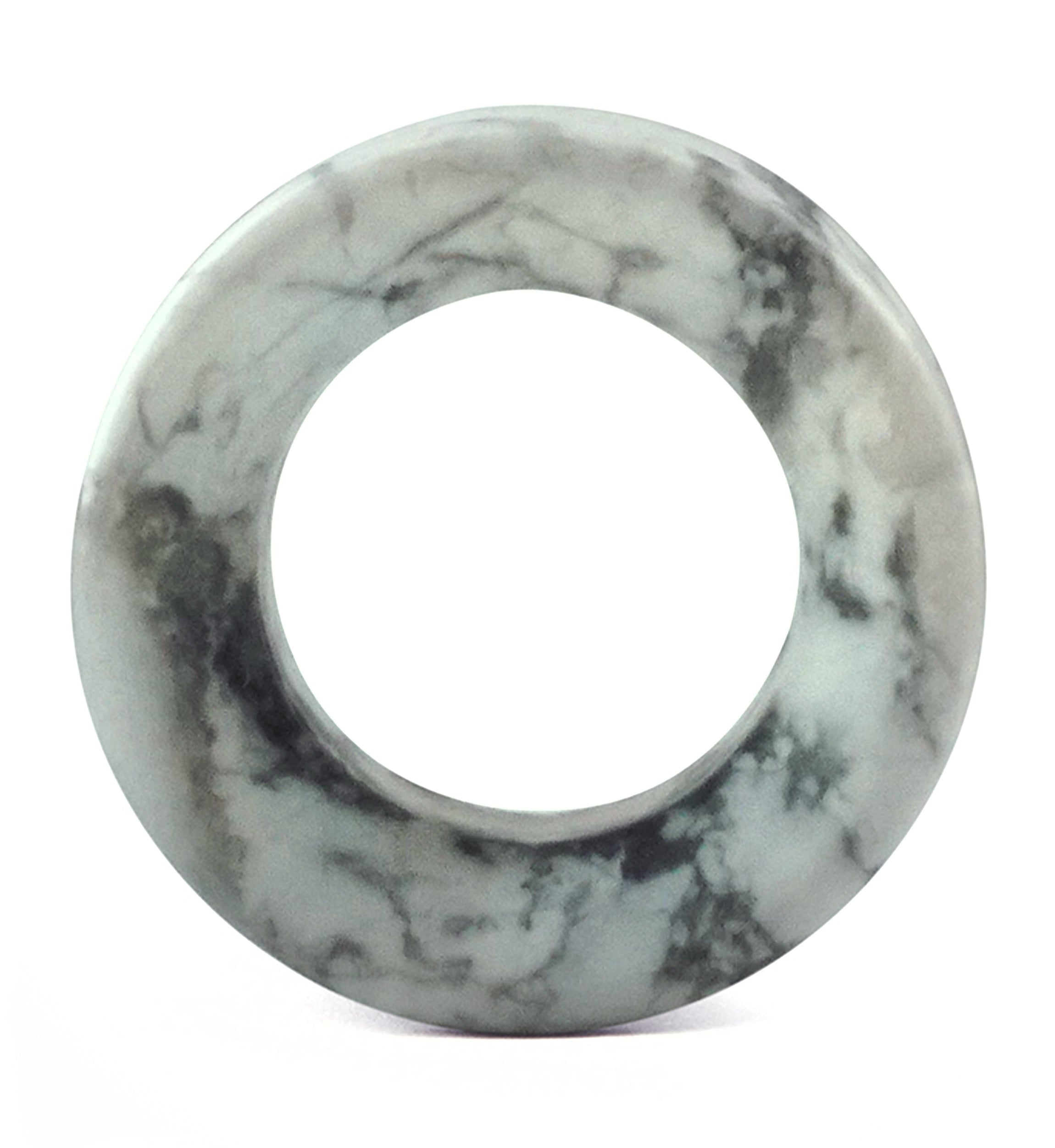 White Howlite Stone Double Flare Tunnels