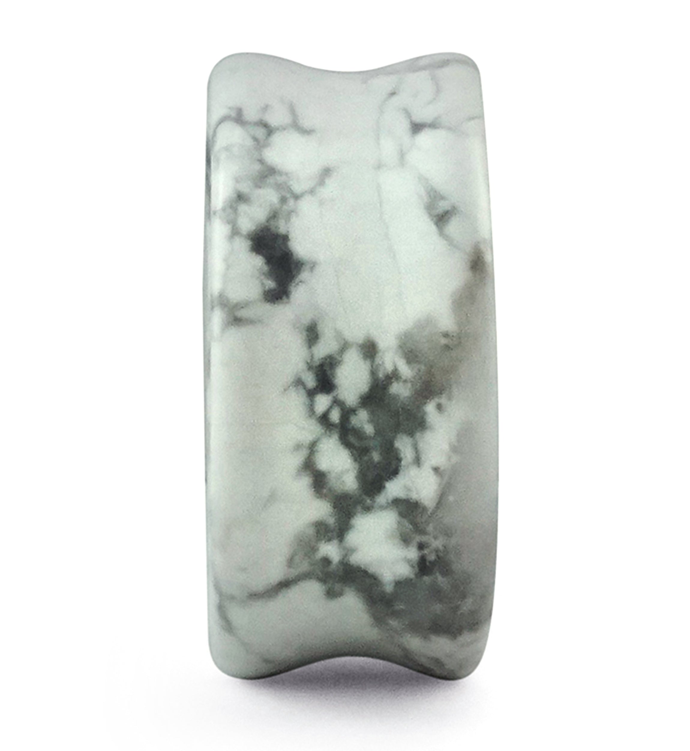 White Howlite Stone Double Flare Tunnels