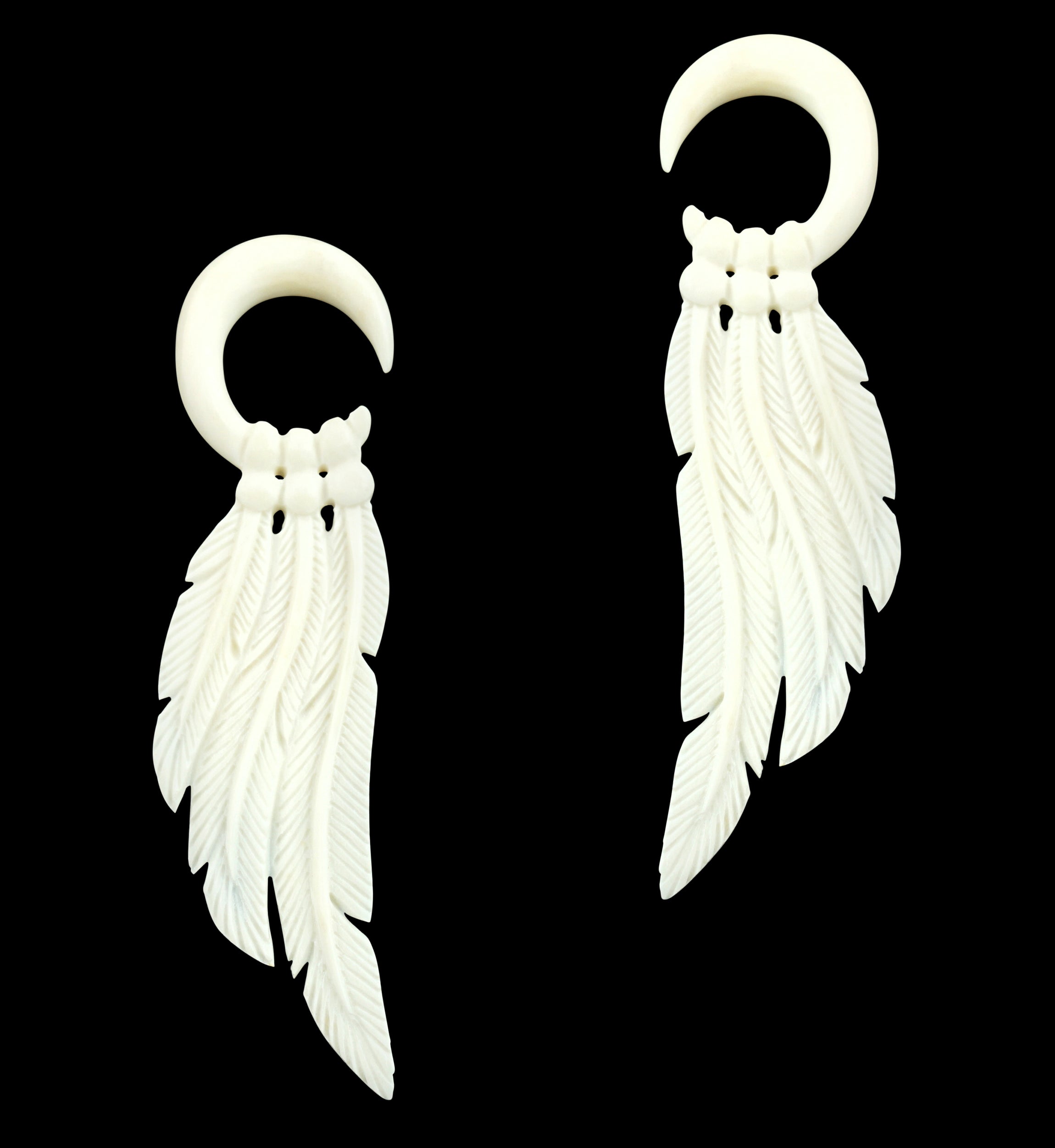 White Multi Feather Bone Hangers