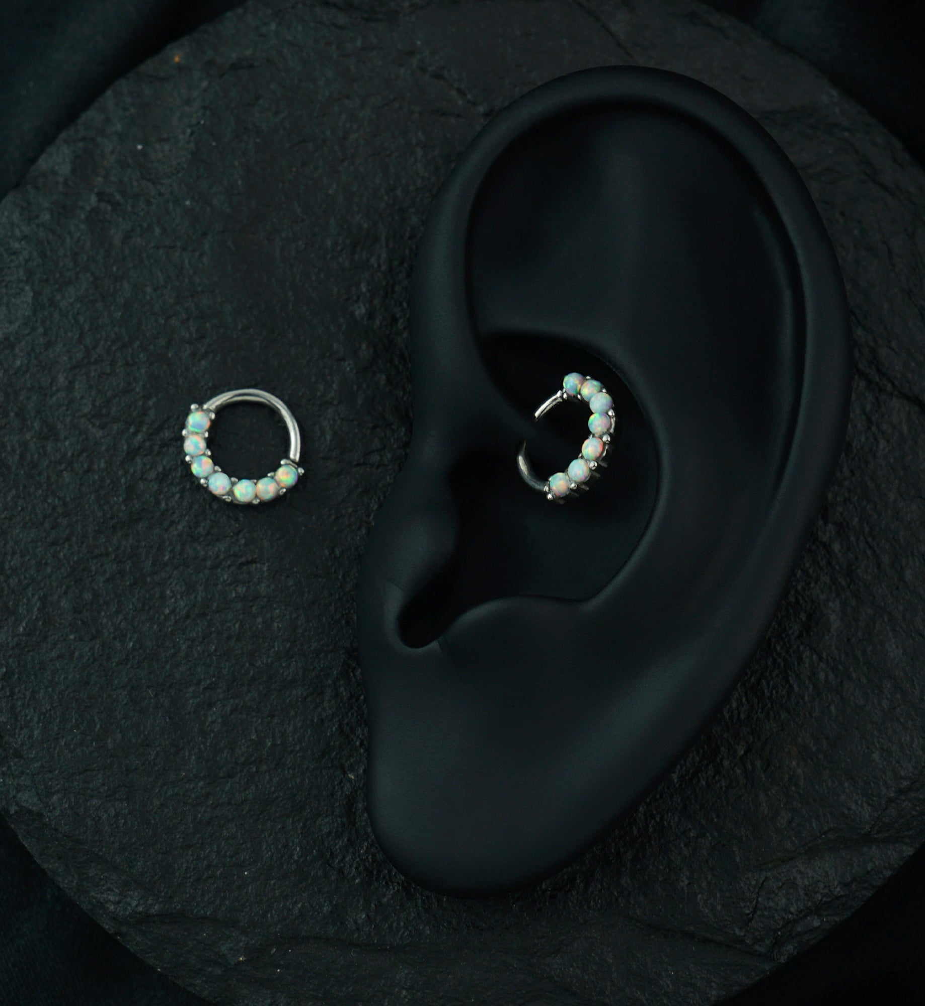 White Opal Escent Seamless Ring