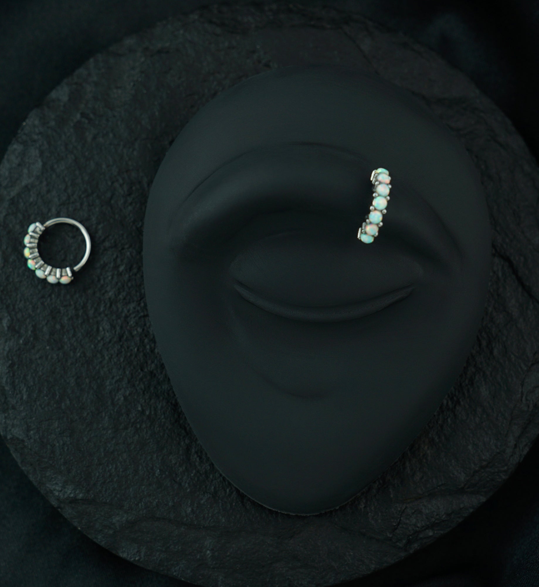 White Opal Septenary Seamless Ring