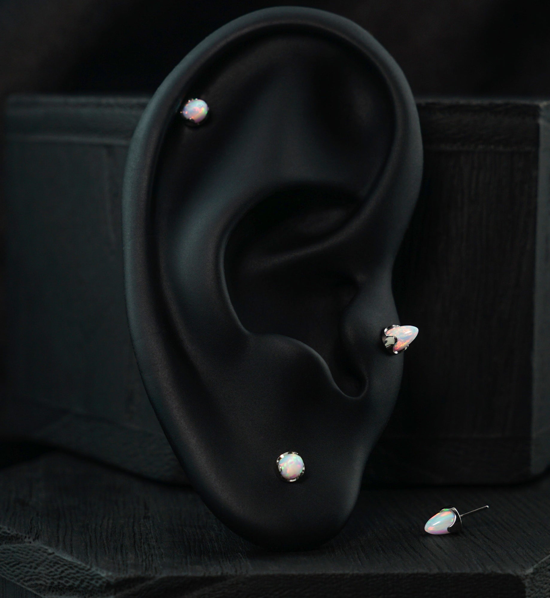 White Opalite Cone Titanium Threadless Top