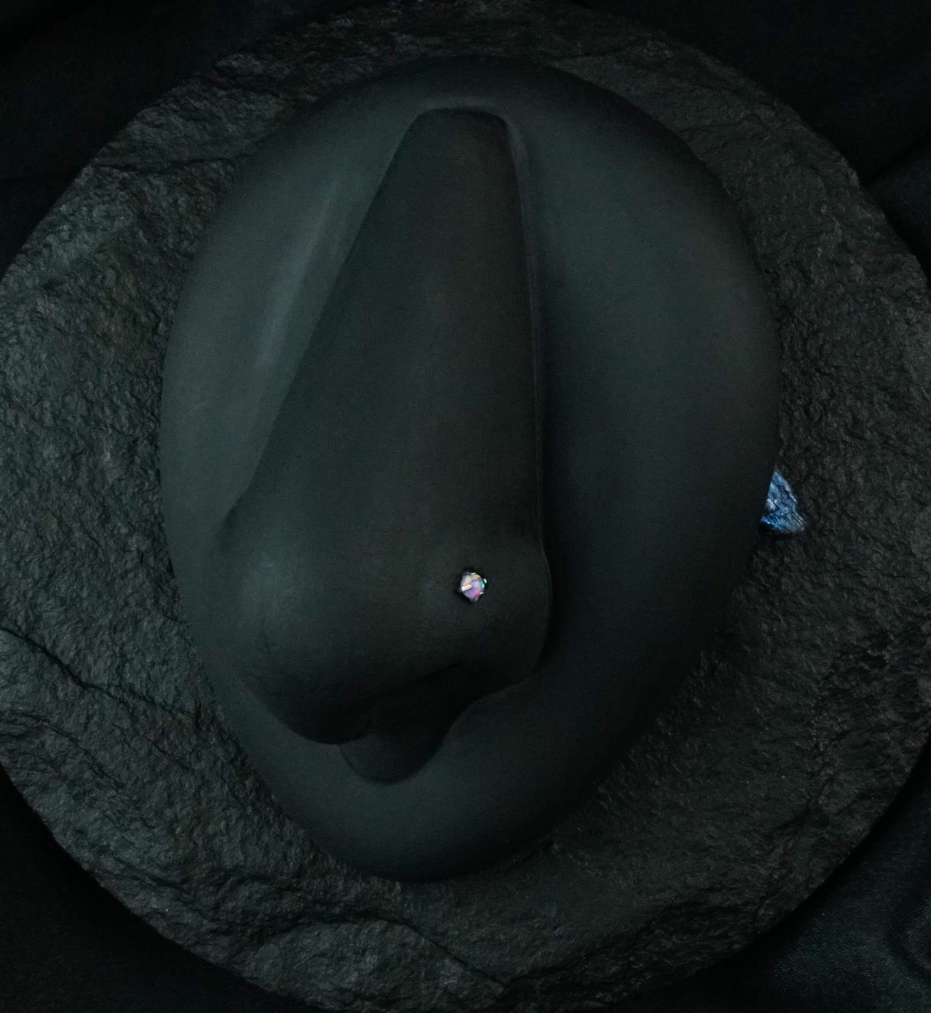 White Opalite Prong Set L Bend Nose Stud