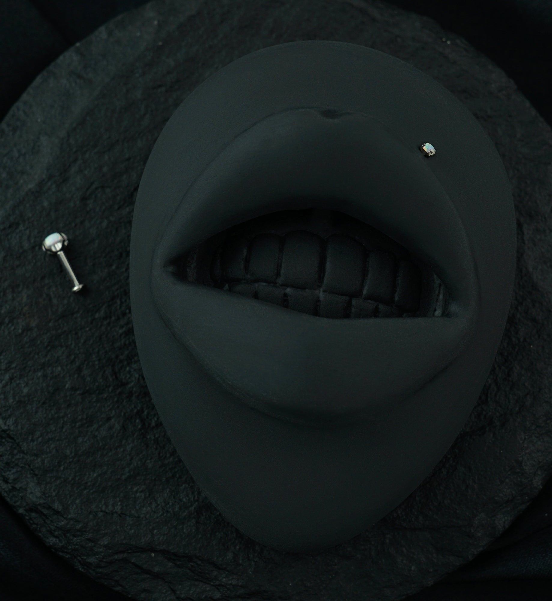 White Opalite Prong Set Titanium Threadless Labret