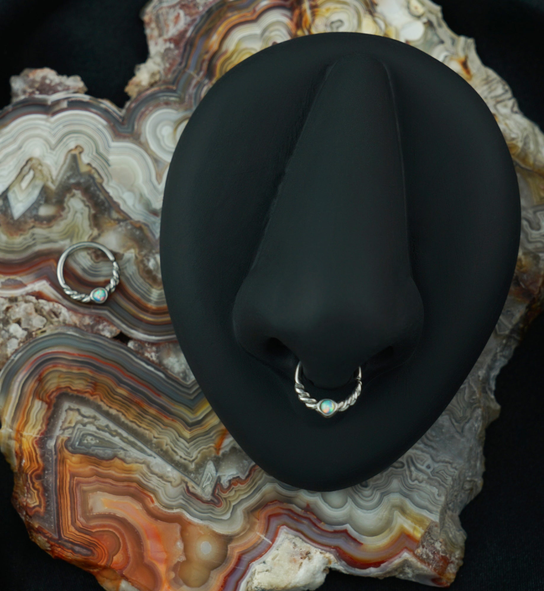 White Opalite Twine Seamless Ring