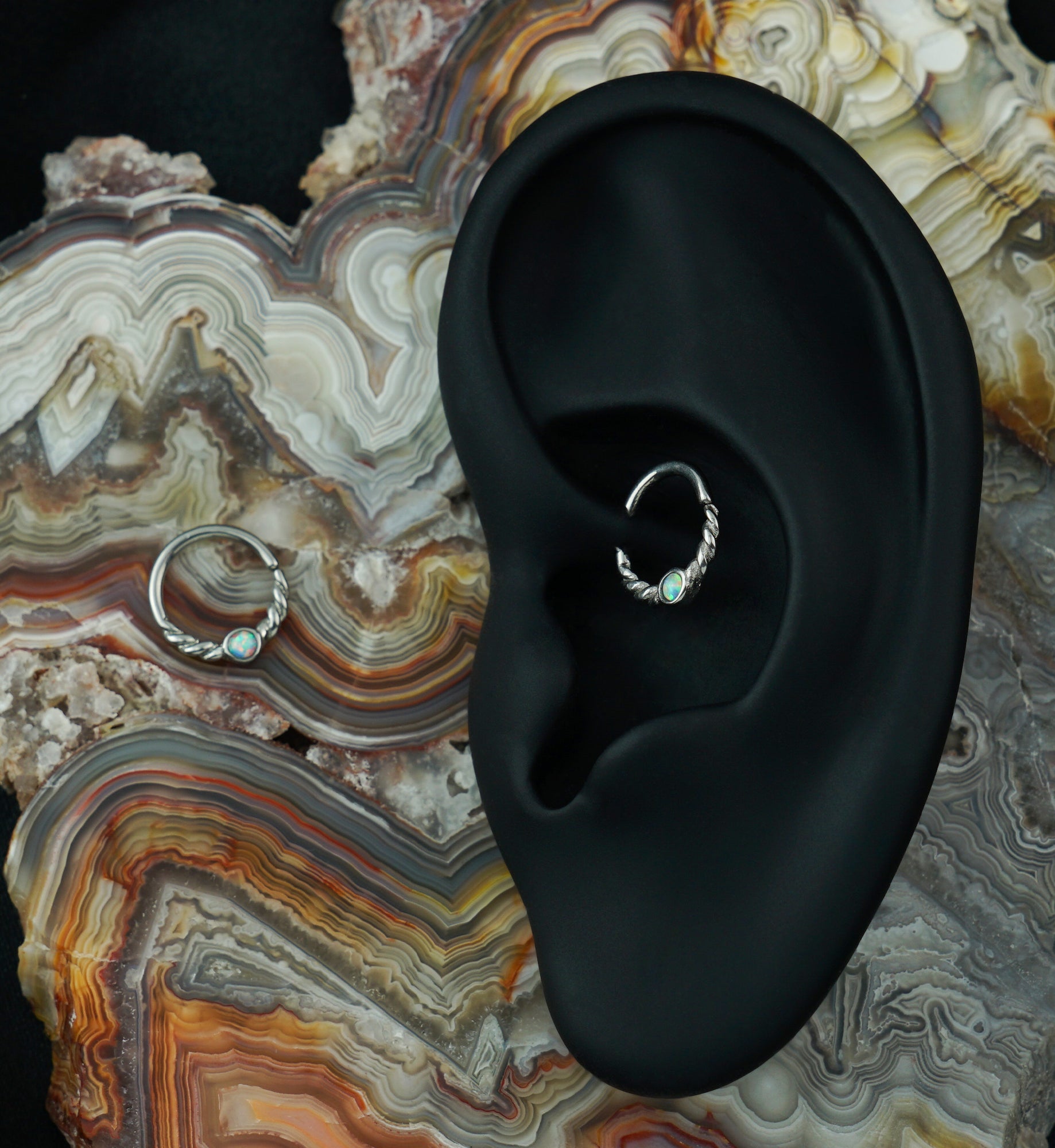 White Opalite Twine Seamless Ring