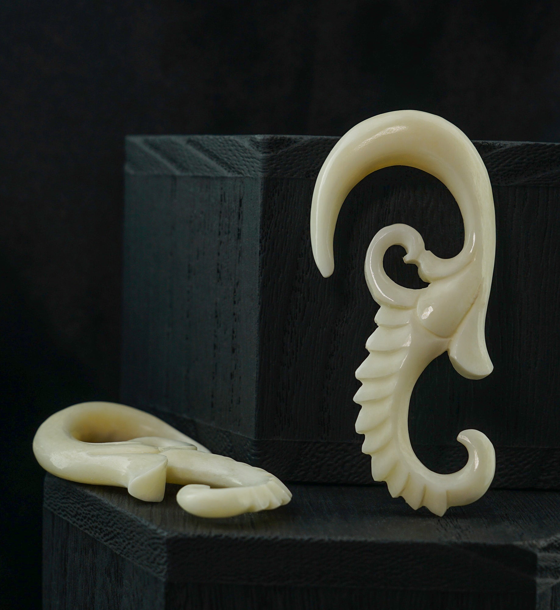 White Seahorse Bone Hangers
