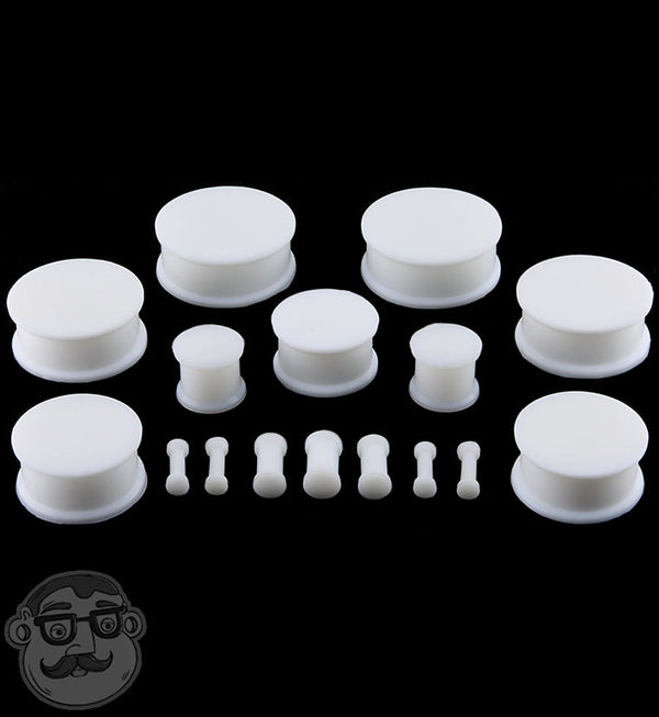 Double Flare White Silicone Plugs (CLOSE OUT)