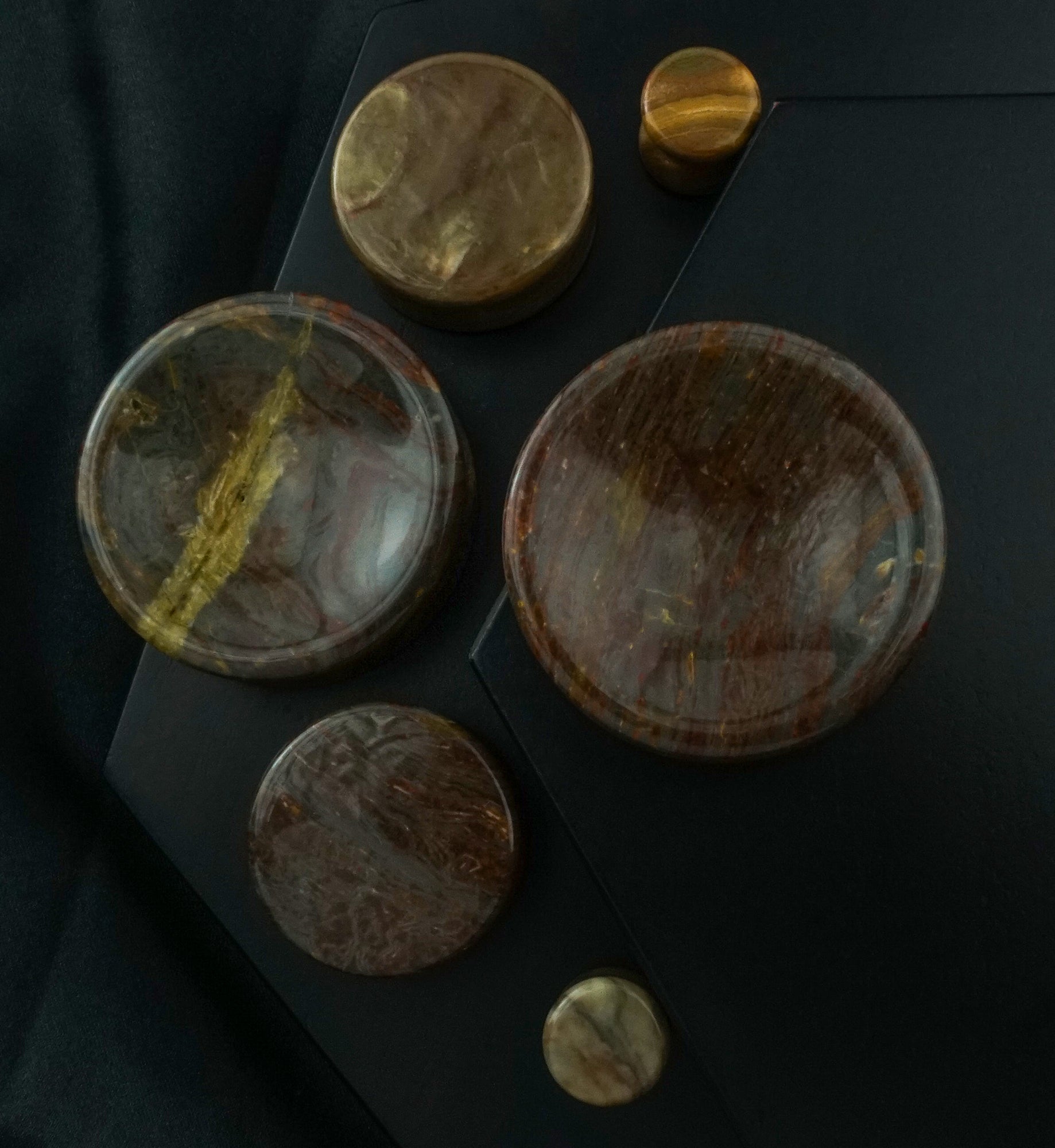 Wood Line Jasper Double Flare Stone Plugs