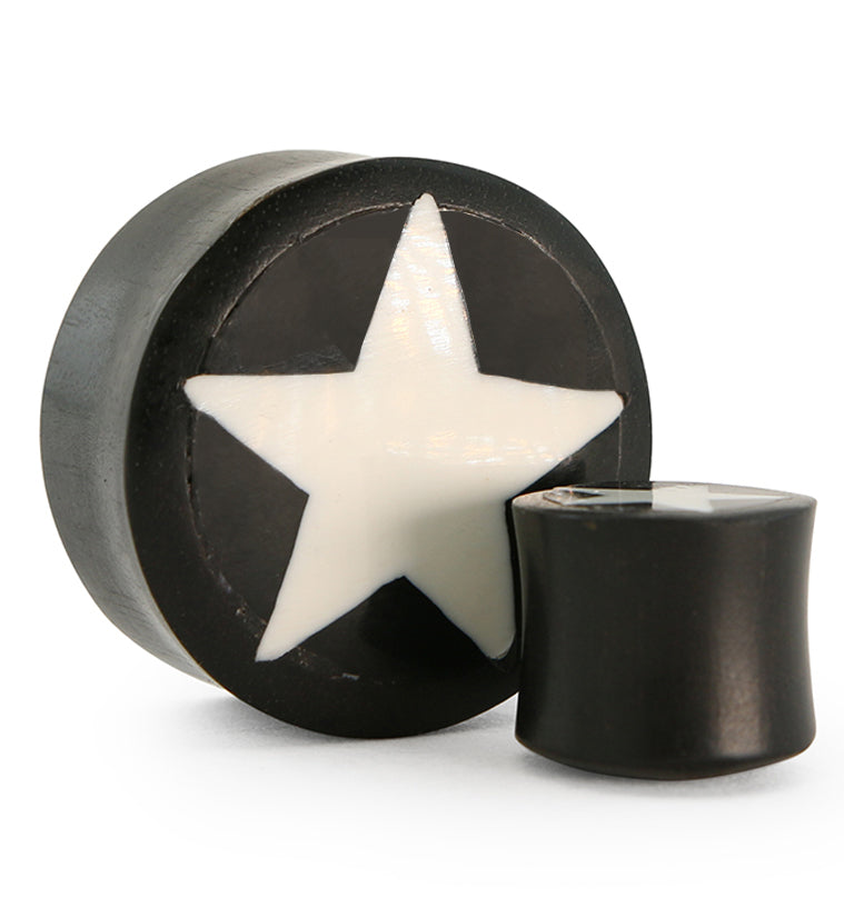 Wooden Plugs With White Star Inlay