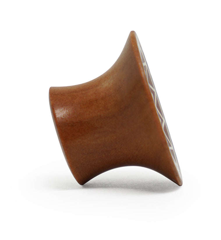 Saba Wood Mayan Flare Tunnels With Tribal Inlay