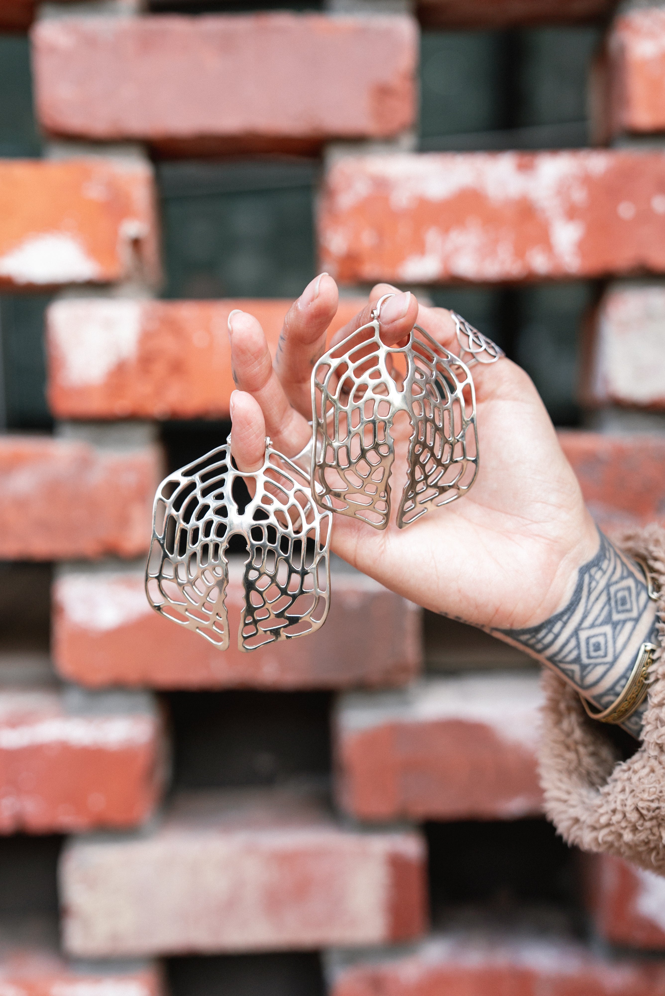 Xylem Geometric White Brass Hangers / Earrings