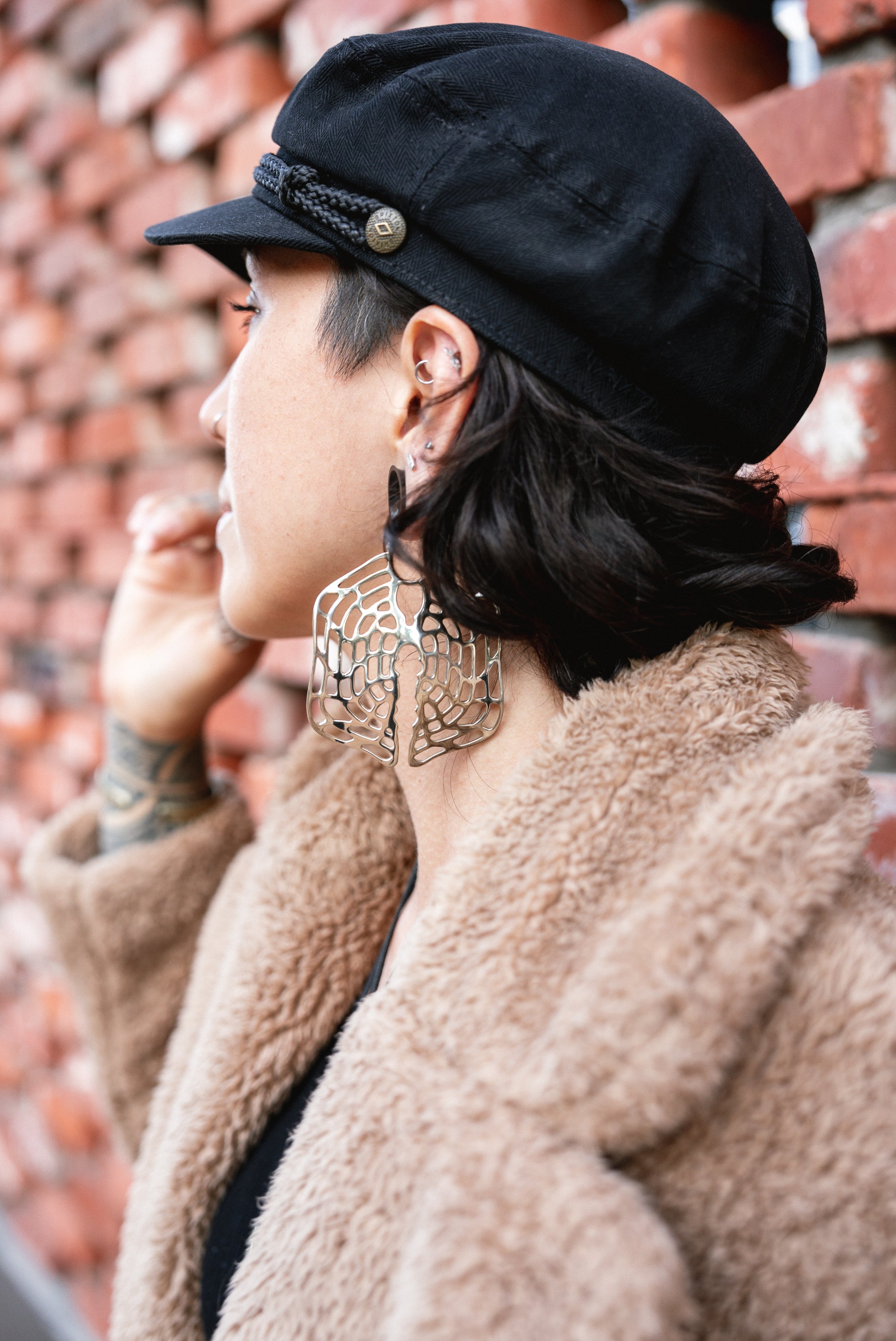 Xylem Geometric White Brass Hangers / Earrings