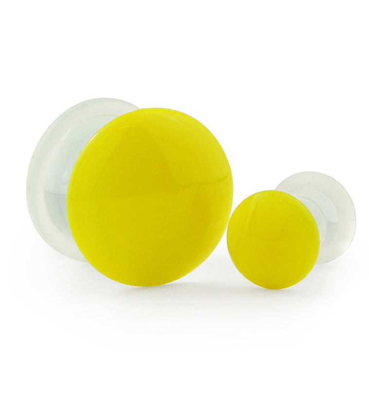 Yellow Color Front Single Flare Glass Plugs