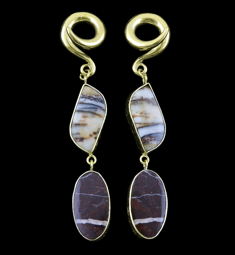 Double Jasper Stone Ear Weights