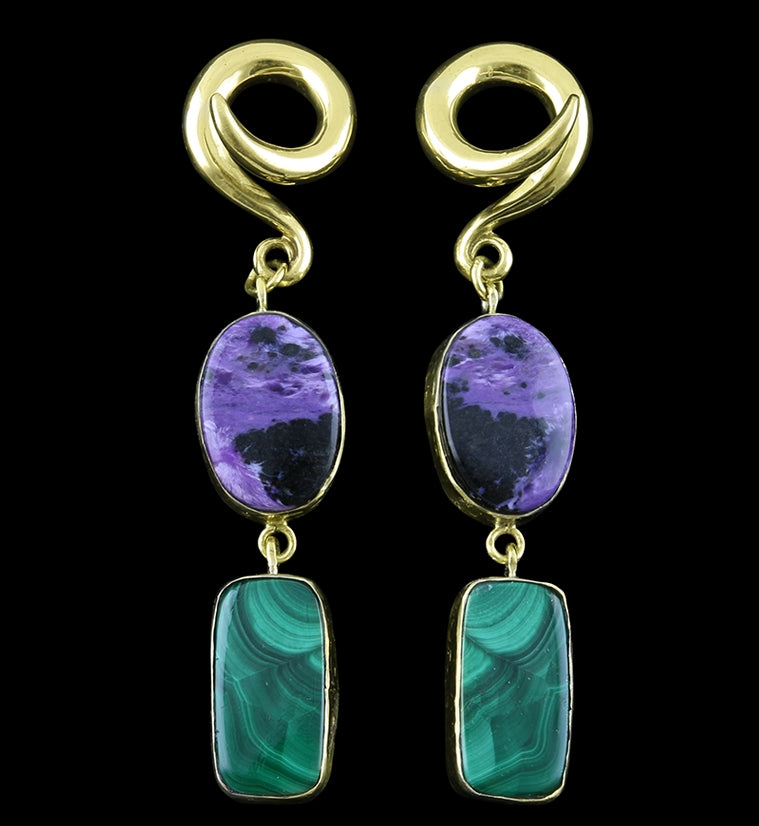 Charoite X Malachite Stone Ear Weights