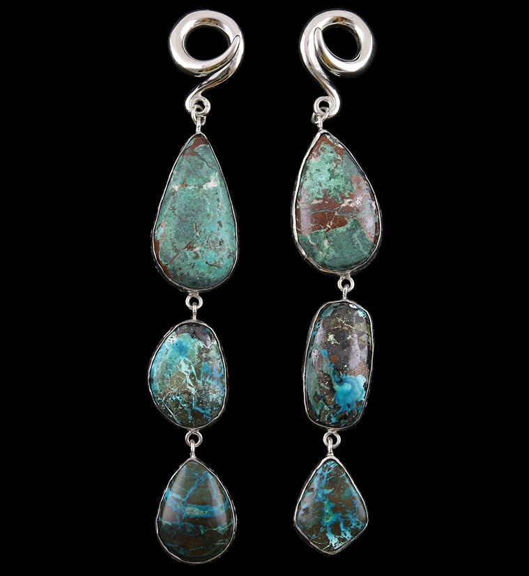 Triple Chrysocolla Stone Ear Weights