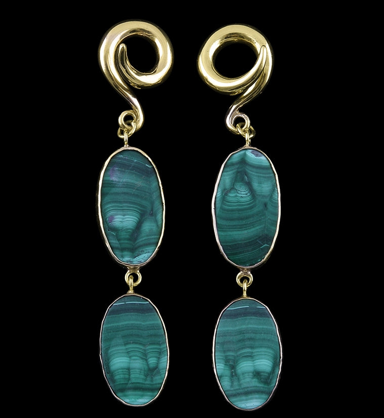 Double Malachite Stone Ear Weights