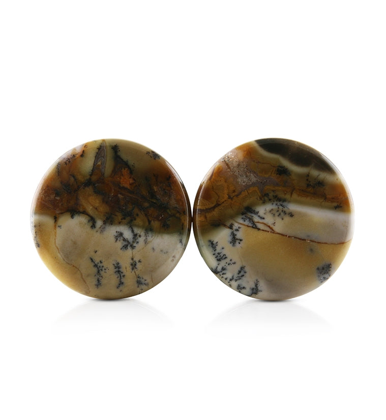 Amethyst Sage Dendritic Chalcedony Stone Plugs 3/4" (19mm)