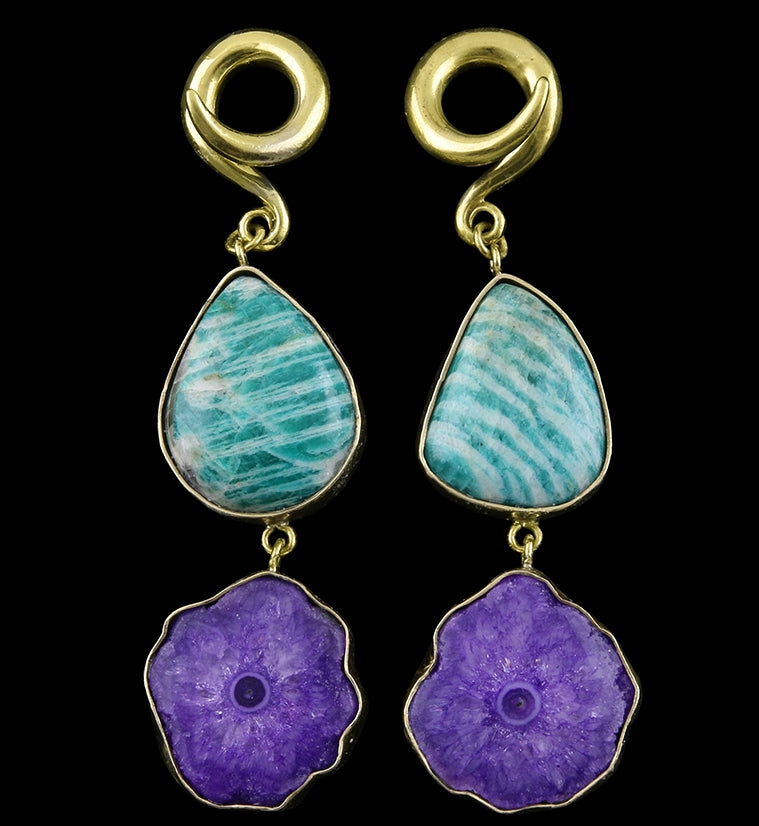 Amazonite X Solar Quartz Ear Weights Version 1