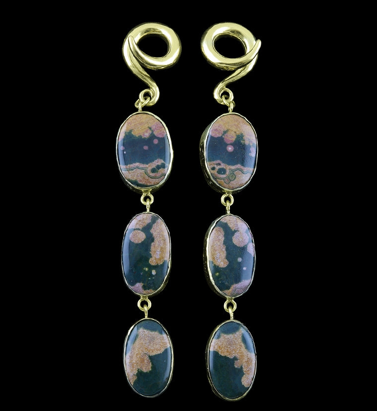 Triple Ocean Jasper Stone Ear Weights