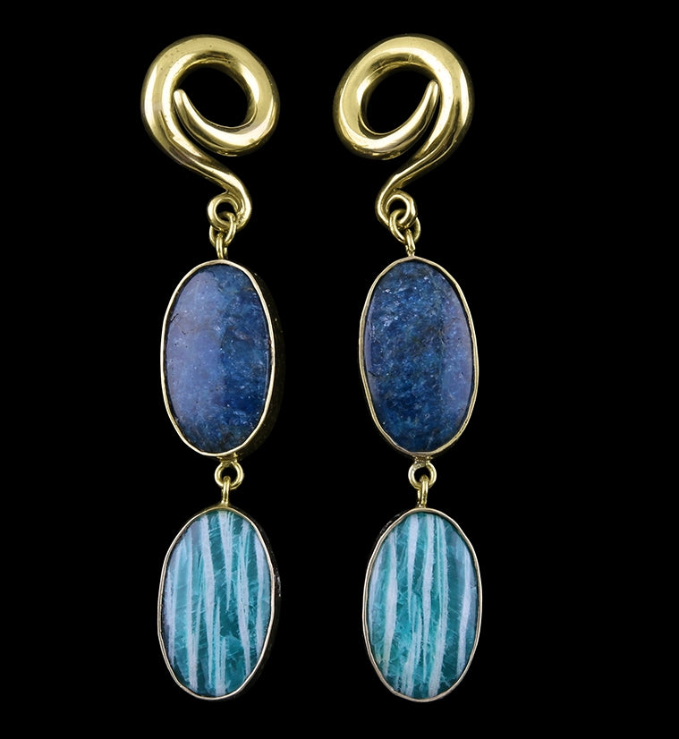 Oval Amazonite X Apatite Stone Ear Weights