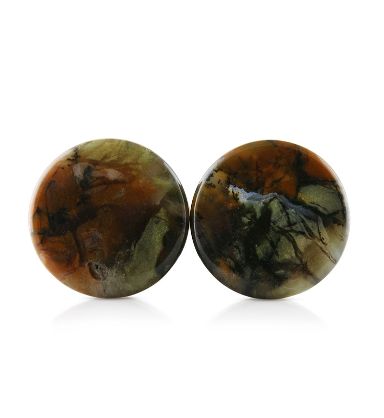 Amethyst Sage Dendritic Chalcedony Stone Plugs 3/4" (19mm) Version 3