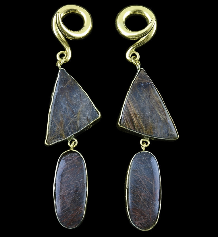 Double Rutilated Quartz Stone Ear Weights