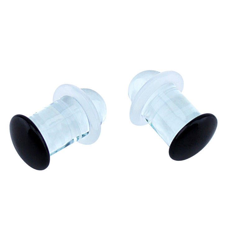 1 Gauge (7mm) Black Top Single Flare Glass Plugs