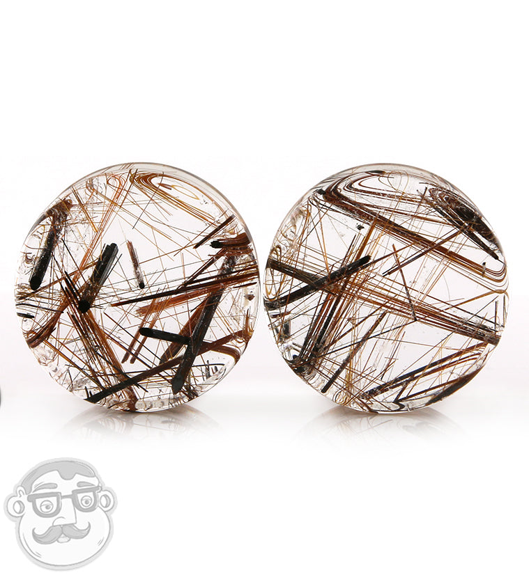 Rutilated Quartz Stone Plugs 1 Inch (25mm)