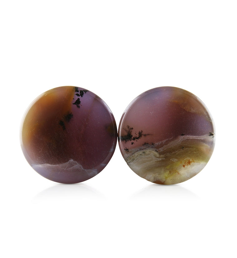 Amethyst Sage Dendritic Chalcedony Stone Plugs 3/4" (19mm) Version 5