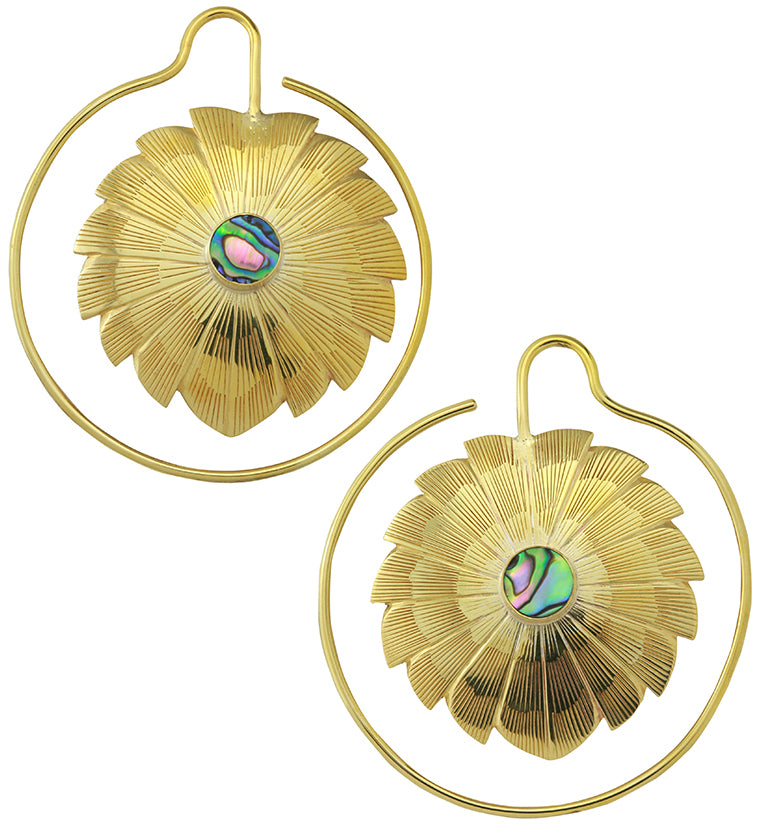 12G Abalone Daisy Brass Earrings