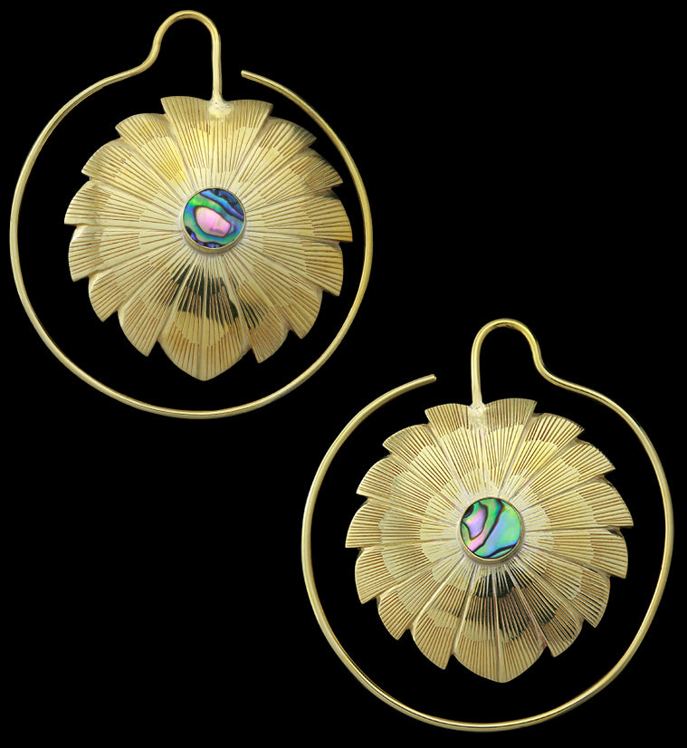 12G Abalone Daisy Brass Earrings