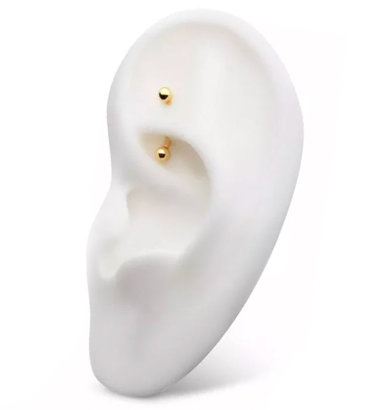 14kt Gold Internally Threaded Curved Barbell