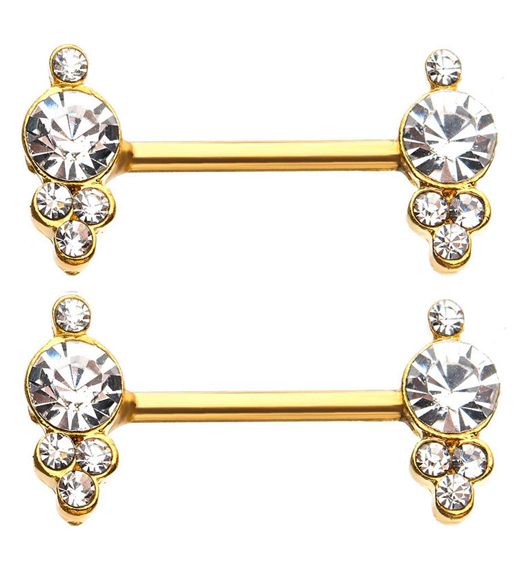 Gold PVD Quate Nipple Ring Barbell