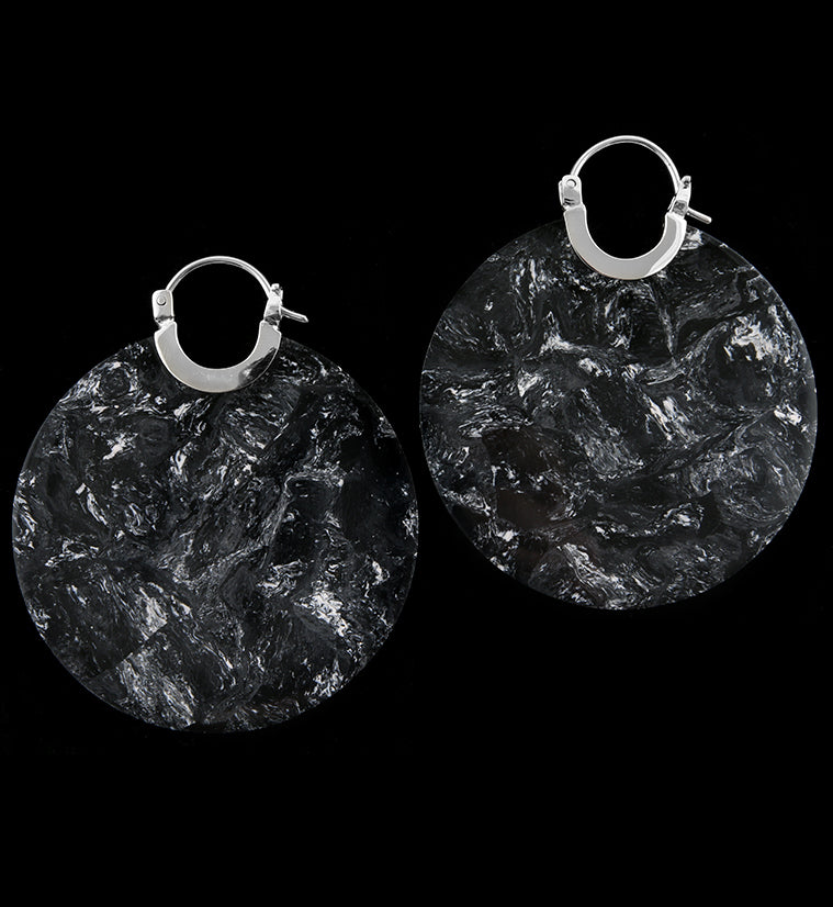 14G Black Nightfall Acetate Disk Earrings