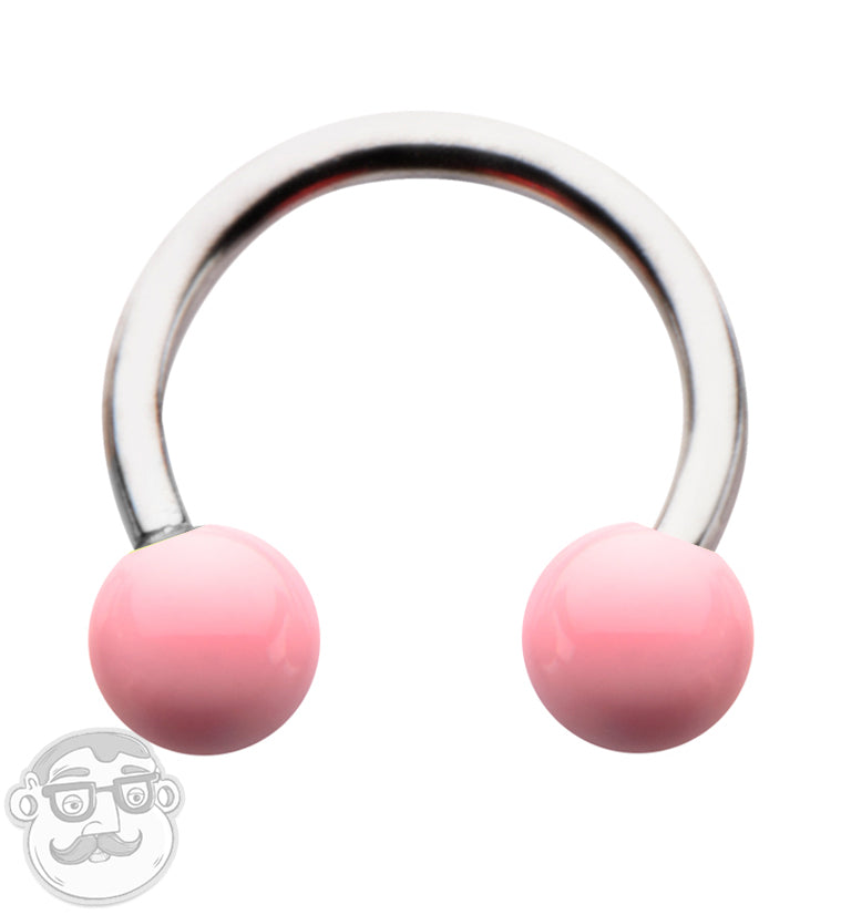 14G Stainless Steel Circular Barbell with Blue Ceramic Balls