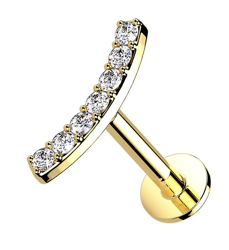 14kt Gold CZ Arch Threadless Labret