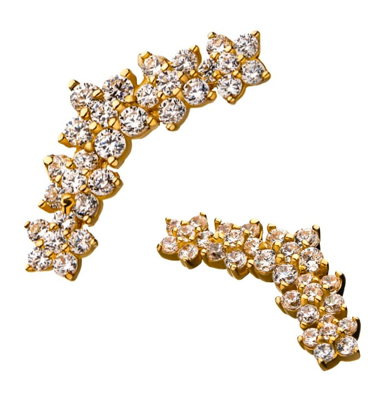 14kt Gold Floral Cluster CZ Threadless Top