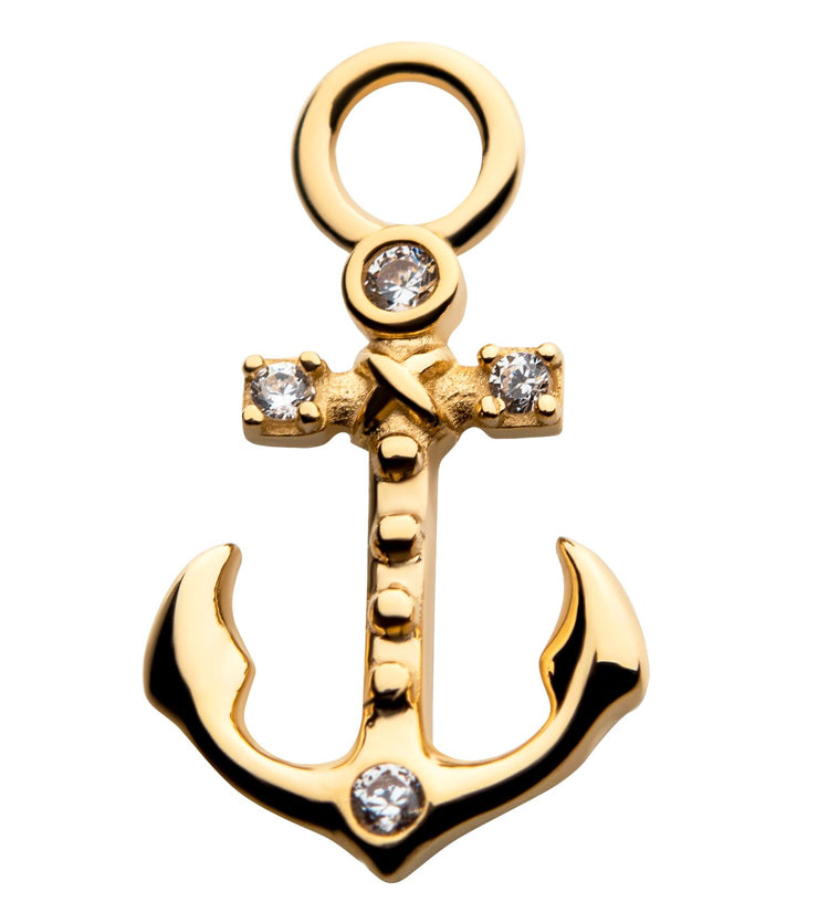 14kt Gold Anchor CZ Charm