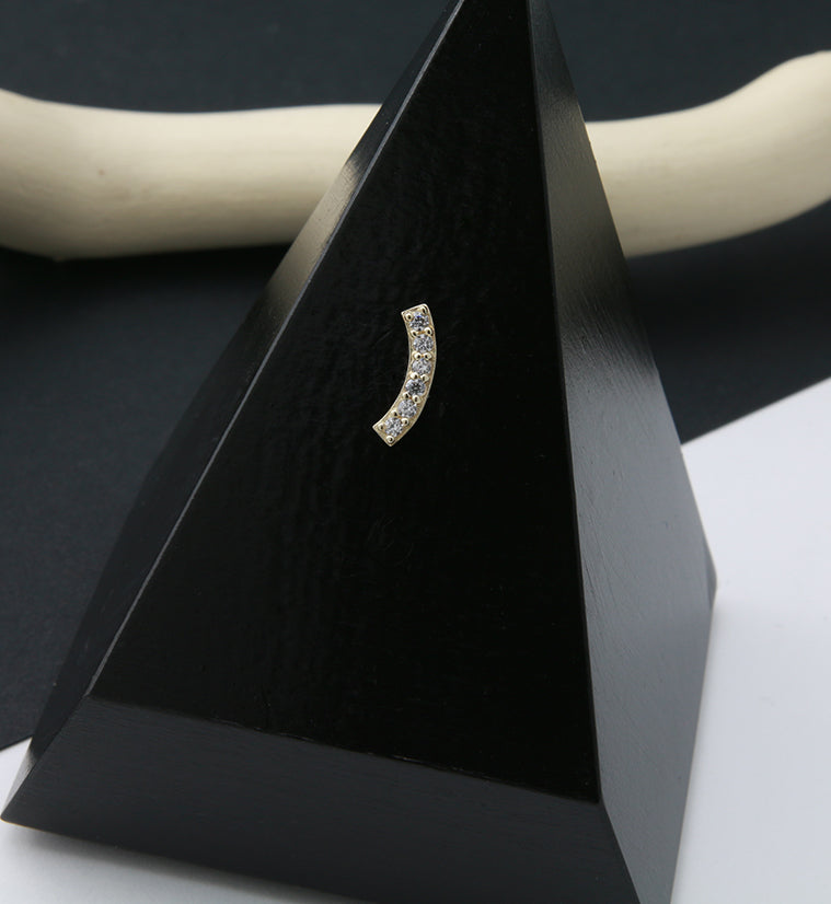 14kt Gold Arch CZ Threadless Top