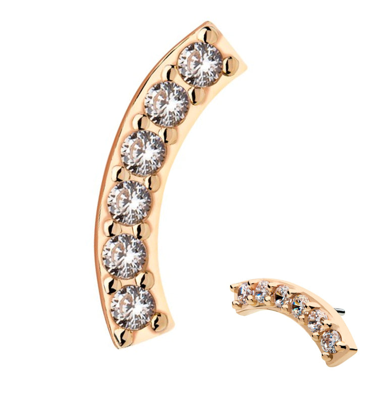 14kt Gold Arch CZ Threadless Top