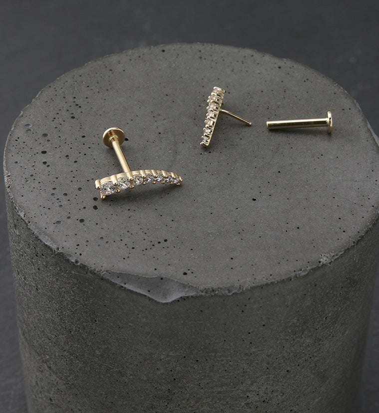 14kt Gold Ascend CZ Threadless Labret