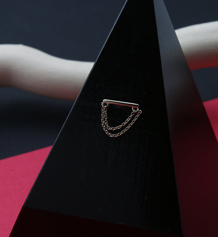 14kt Gold Bar Dangle Chain Threadless Top