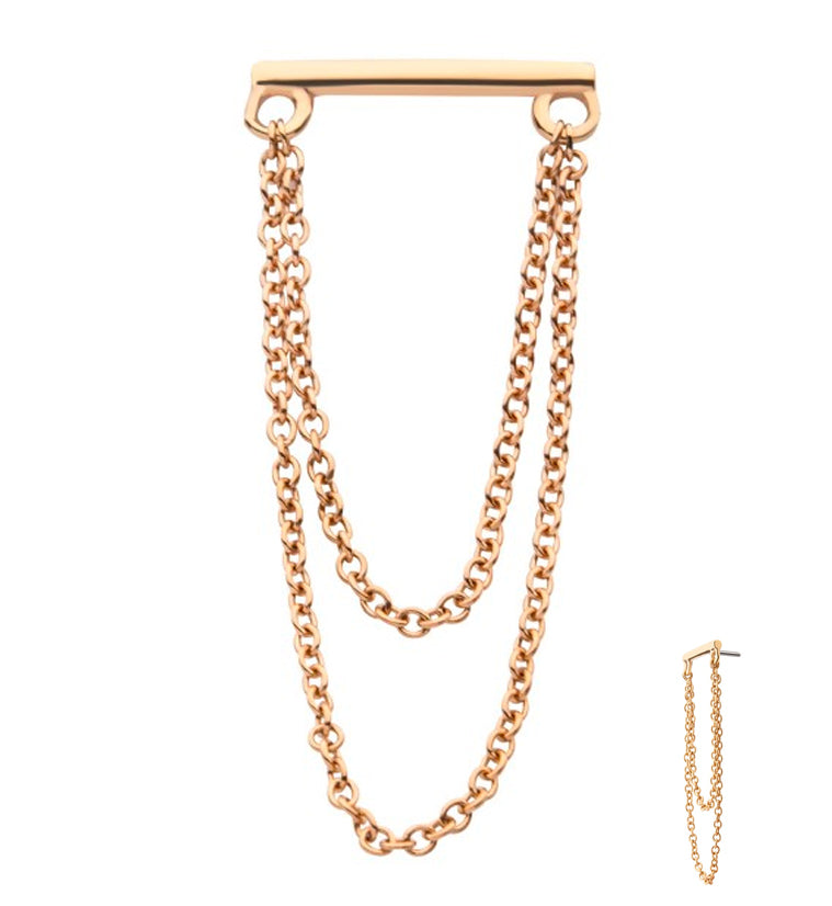14kt Gold Bar Dangle Chain Threadless Top
